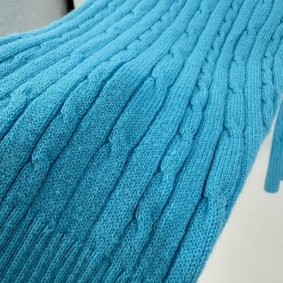 Eddie Bauer Blue V-Neck Long Sleeve Cable Knit Pullover Sweater Size Large FLAW - Picture 5 of 10